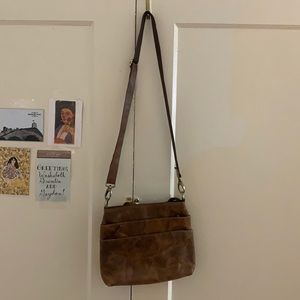 Faux leather brown crossbody purse
